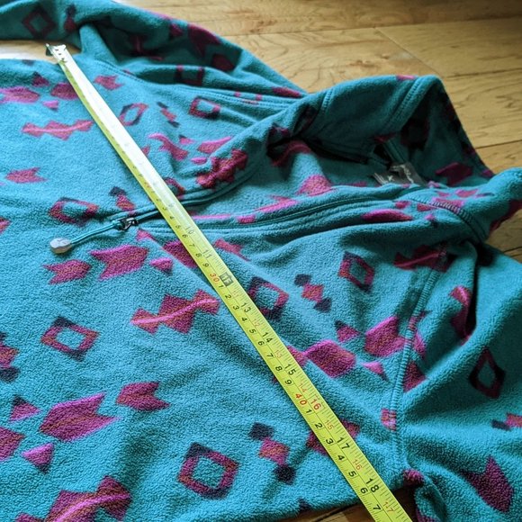 Eddie Bauer Fleece Small Sweater Green-Blue Southwest Native American Motif - Picture 5 of 8